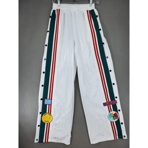 YLLW Snap Tearaway Track Pants Womens S White Striped Patch Sporty Streetwear